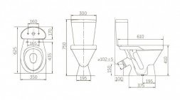 Унитаз компакт ROSA СТАНДАРТ косой вып. с арм. сид. Уклад с креп. Вн УнБ36 434212